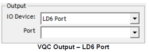 In Verify QC Config > Position Output, in the Output / IO Device section the user should set the IO Device to LD6 Port